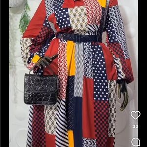 SHEIN Colorful Patchwork Midi Dress